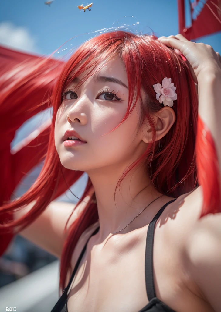 ((RAW Image Quality:1.4)), 日本のIdolが出演, ((8K, RAW Photos, Best image quality, Pieces fly:1.2)), (reality, that&#39;Photorealistic: 1.3), (Written boundary depth: 1.2), Beautiful Japanese Women, Dynamic Angle, (1 person:1.3), Idol, Yellow T-shirt, Low Rise Short Denim Pants,  Volumetric lighting, Highly detailed face and skin texture,Delicate eyes,Braided Hair, Flowing hair, Cute Smile, microphone, Neon Light, Neon Rim Light, Laser beam on stage, Psyllium, Spotlight, Cowboy Shot, Mood Lighting, Concert Venues, Stage podium, (Audience around the stage: 1.5), (Hold the microphone and sing on stage:1.5), Intricate details, (Round face: 2.0), (Explosion of pixel particles:1.2), Dynamic Lighting, Angle from below、