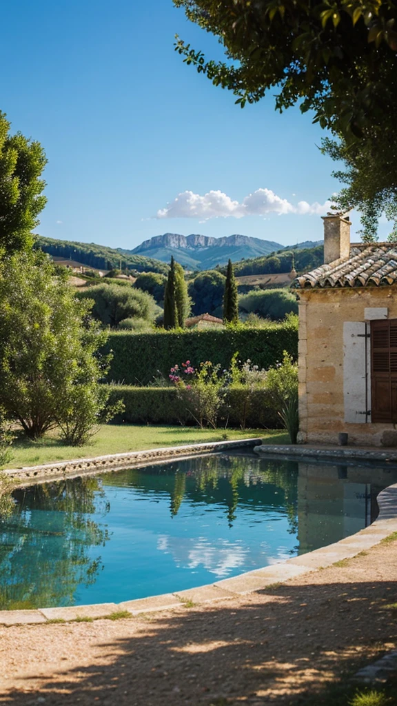 Beautiful landscape with blue sky in Southern France 