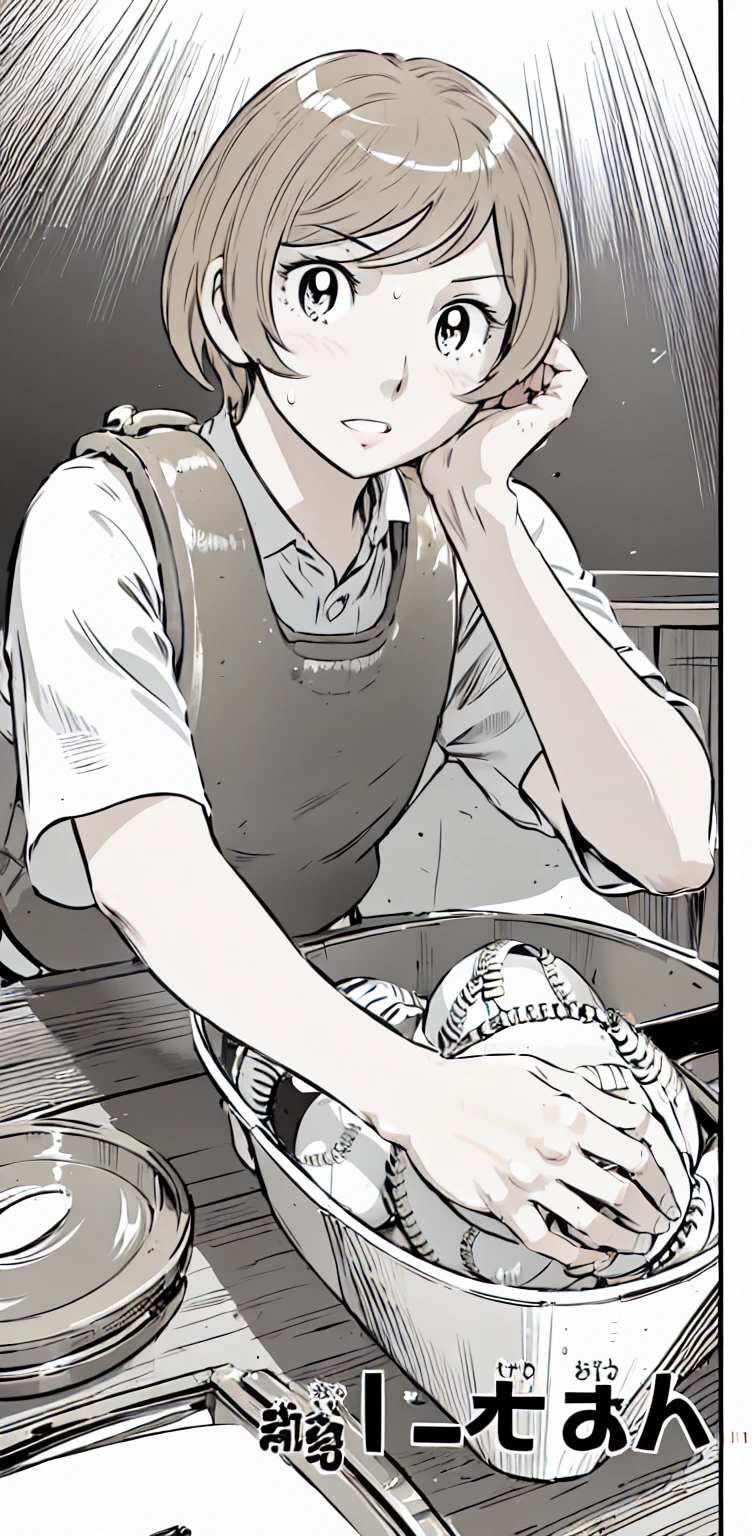 、(masterpiece、Highest quality)、Highest quality, Ultra-high resolution, (((masterpiece))), alone, Sweat、Big eyes,Show Viewer,
blonde,(short hair:1.2),
(Baseball uniforms:1.2), (Highest quality:1.3),One Girl,