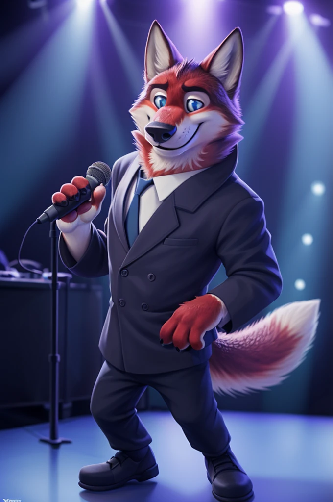Ivan Fedorovich Wolfbach (Novosibirsk) ,tall handsome, wolf,young, 24 years, brown fur,Kind,(red body:1.3),beautiful blue eyes,Novosibirsk,dressed, blazer,White shirt,trousers,shoes,самый Kind, canine, wolf, detailed fur, male, antro, paw pads, finger claws,at viewer, 5 fingers, paws, 5 fingers, smile, wrist watch, т nextel,by xenoforge, (difficult, high detail, digital photography, soft focus, RAW species палаты ,very close to the camera, species,Novosibirsk, smile, a good mood, positive, very close to the camera,costs, sings on stage, the microphone,
Photorealism, realistic, photorealistic, digital style, Subsurface scattering,Looking at the viewer, holds, child, lupus,
masterpiece, Best quality, ultra realistic, 8 k)