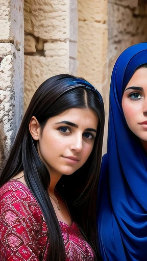 Group of Young JUDAEAN woman focus on the face, color photo