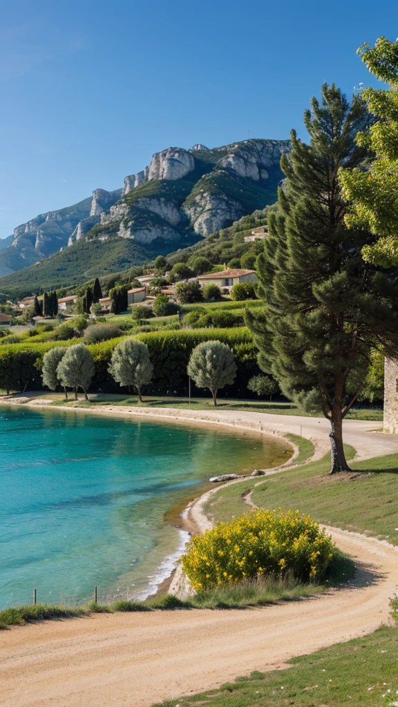 Beautiful landscape with blue sky in Southern France
