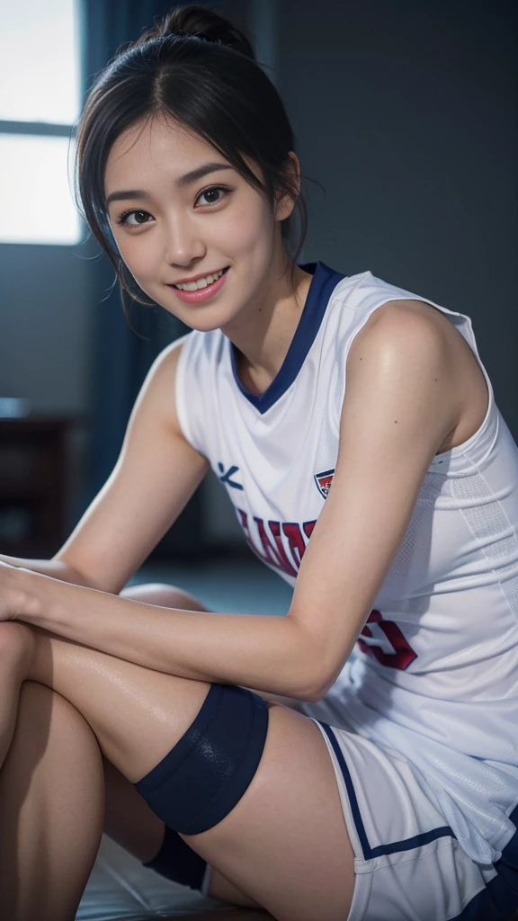 (Volleyball Uniforms)Mix 4,Very detailedな  (8K, RAW Photos, 最high quality, masterpiece: 1.45), (Realistic, Realistic: 1.37), （Ultra-high resolution）（Textured skin）（Very detailed）（high quality）（最high quality）（First Person View）Beauty Women,smile,short hair