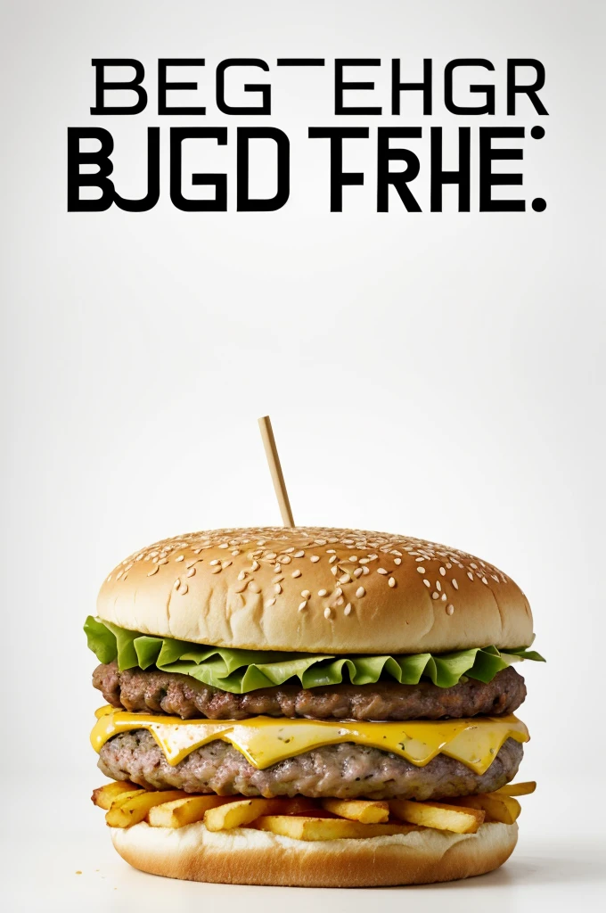 Generate text "burger" made with french fries on white background
