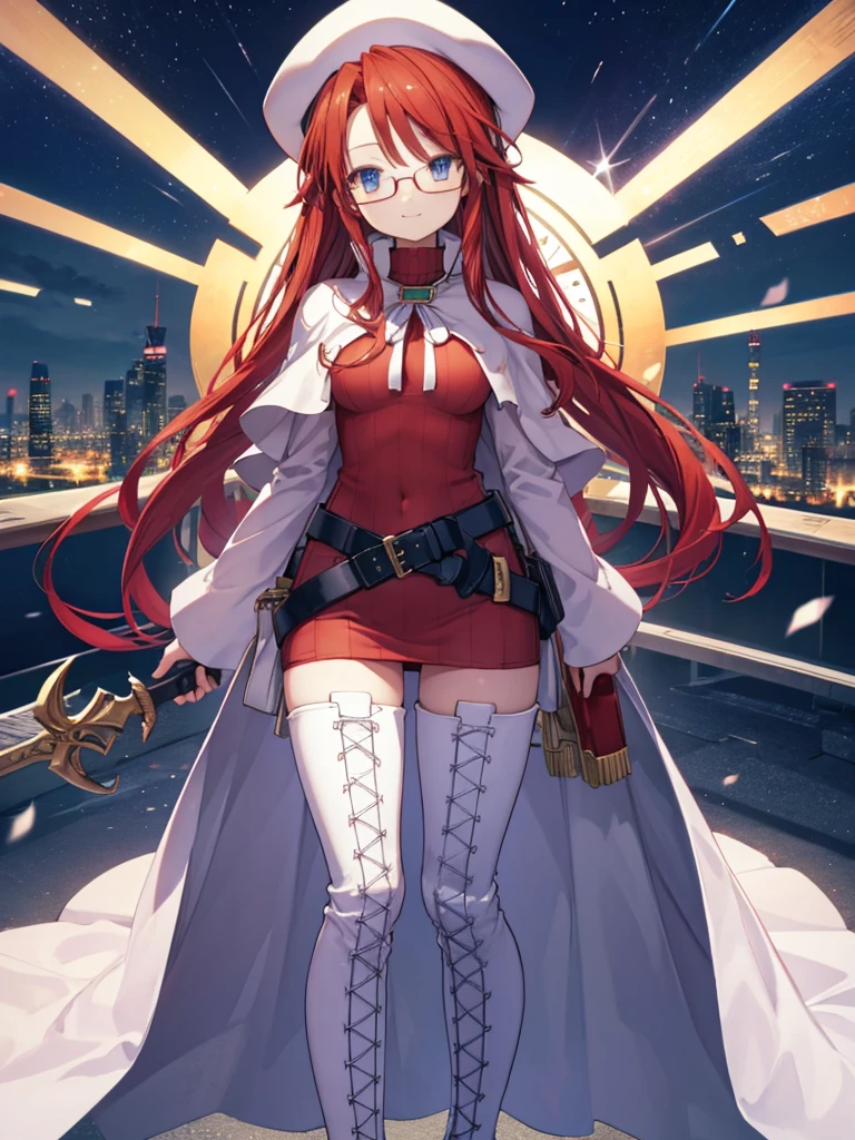 pov,nsfw,summonnightaty, aty, (young:1.3),long hair, blue eyes, red hair, beret, hat, glasses,
BREAK long hair, thighhighs, hat, dress, boots, glasses, belt, cape, sweater, zettai ryouiki, beret, thigh boots, white footwear, ribbed sweater, loose belt,solo,
BREAK outdoors, fantasy,on_a_ship,
BREAK (masterpiece:1.2), best quality, high resolution, unity 8k wallpaper, (illustration:0.8), (beautiful detailed eyes:1.6), extremely detailed face, perfect lighting, extremely detailed CG, (perfect hands, perfect anatomy),covered_nipples,covered_navel,light_smile ,(half_eyes:1.4),sword,armpit,sleepy,dynamic_standing,barrel,red_sweater,apart_legs,magical_effect,focus_breasts,