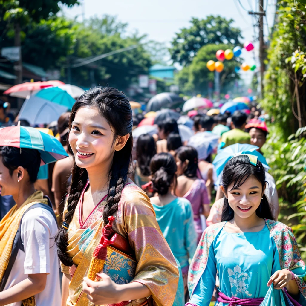 songkran,(((It&#39;s raining but I don&#39;t have an umbrella))),Wet roads , soaked through,drenched, Dripping, Wet Face,Wet clothes, Wet Skin, Wet Hair,A young woman with a cute face like an idol,chest,((chestの谷間)),((Full body portrait)),(White blouse),cling,RAW Photos,Genuine,Genuine,High resolution,RAW Photos,masterpiece, Genuineistic, beautiful