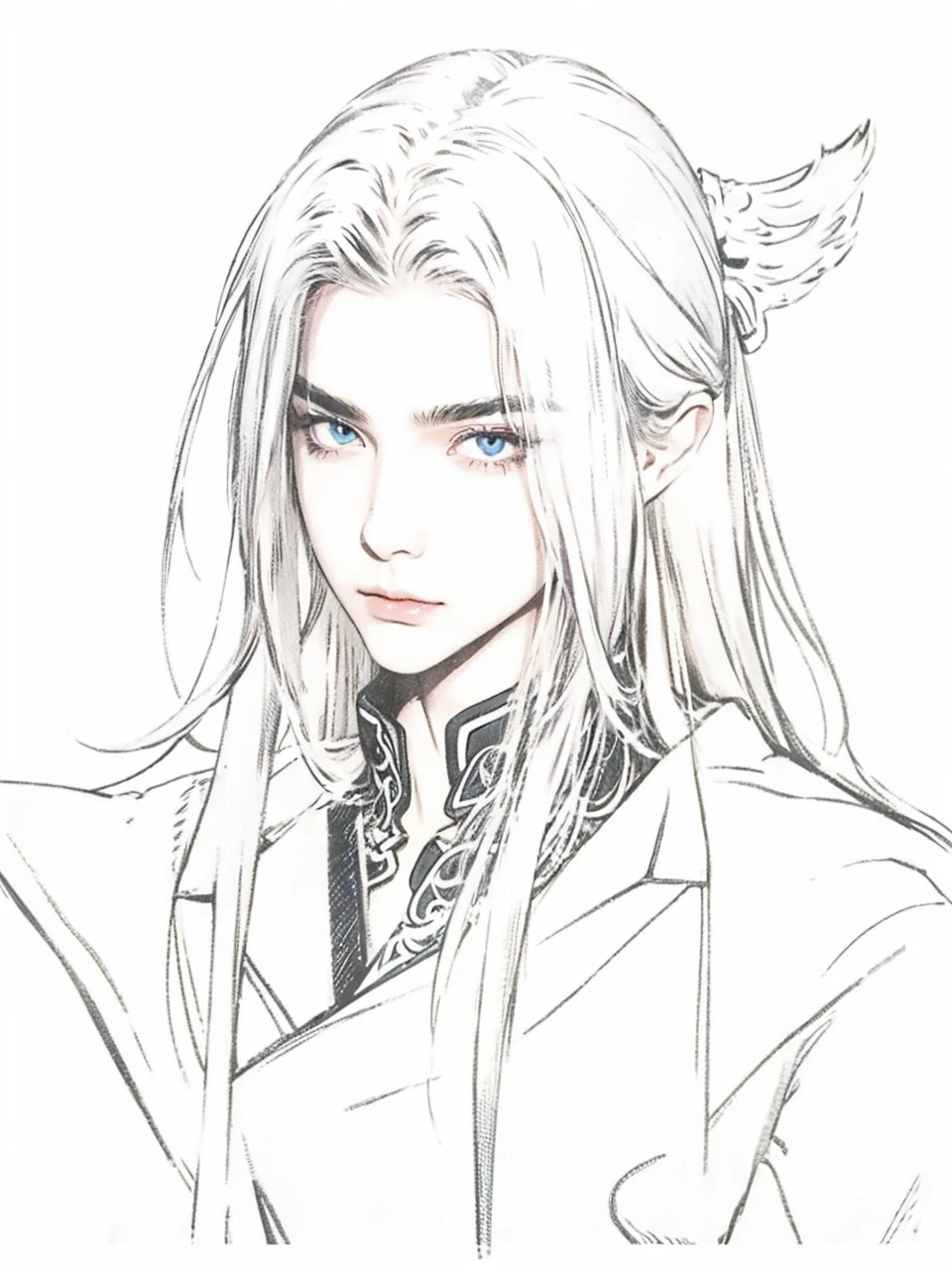 Boys,23 years old,Black long hair,Sword-like eyebrows and star-like eyes,Cold and distant