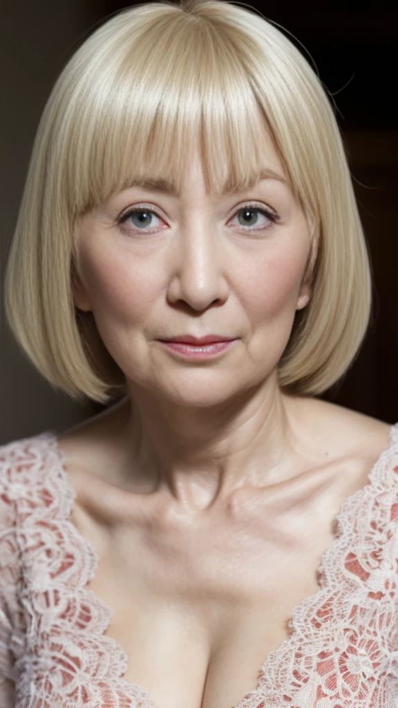 Sharp focus, Late Elderly, gravure, Face close-up, Heavy makeup, Highest quality, Super detailed, Realistic, Highly detailed skin, Perfect Anatomy, (Japanese Mature), (alone), 100 years old, Big Breasts, Mature Pornstar, Glamour, Sexy, Chromo White Skin, View Viewer,