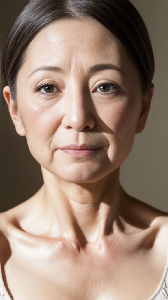 Sharp focus, Late Elderly, gravure, Face close-up, Heavy makeup, Highest quality, Super detailed, Realistic, Highly detailed skin, Perfect Anatomy, (Japanese Mature), (alone), 100 years old, Big Breasts, Mature Pornstar, Glamour, Sexy, Chromo White Skin, View Viewer,