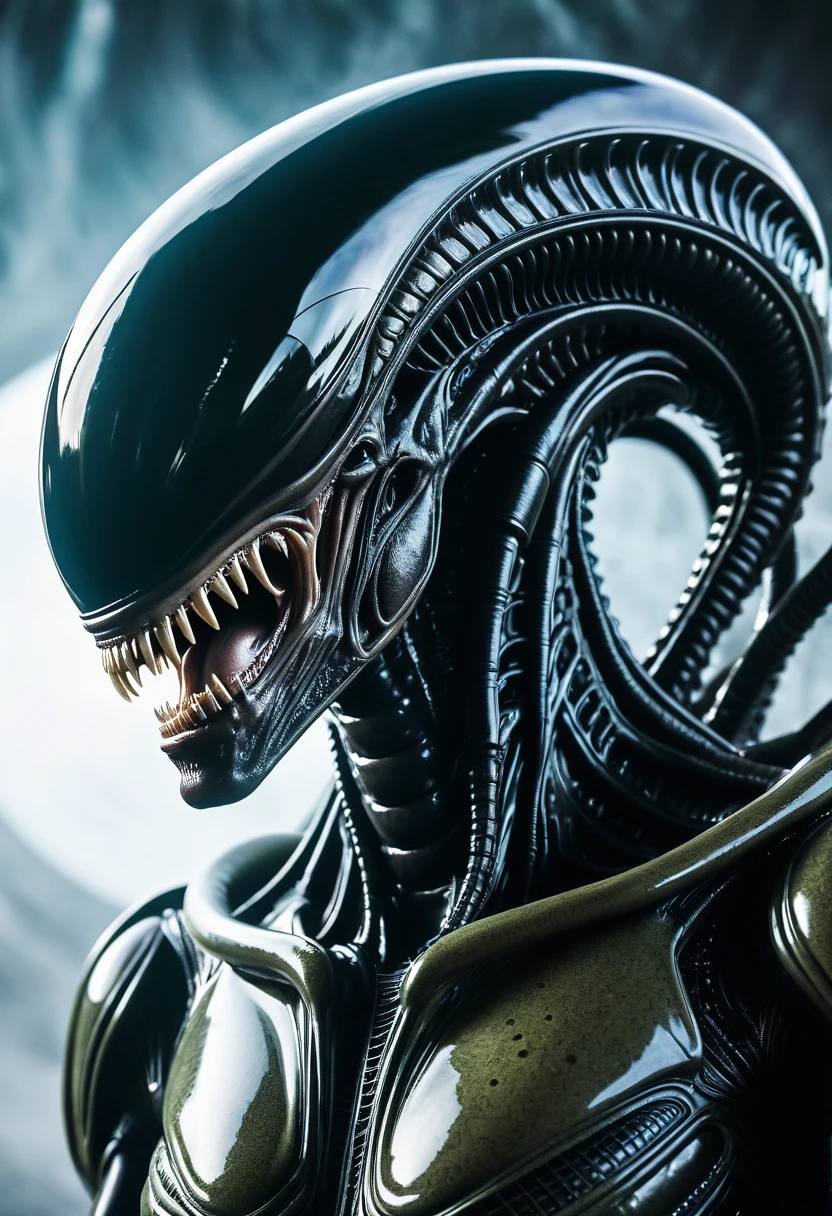 ((((Extreme close-up Xenomorph Alien the eighth passenger universe Krypton surreal and cinematic images HD color Splash))))