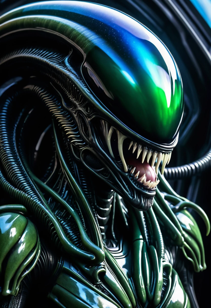 ((((Extreme close-up Xenomorph Alien the eighth passenger universe Krypton surreal and cinematic images HD color Splash))))