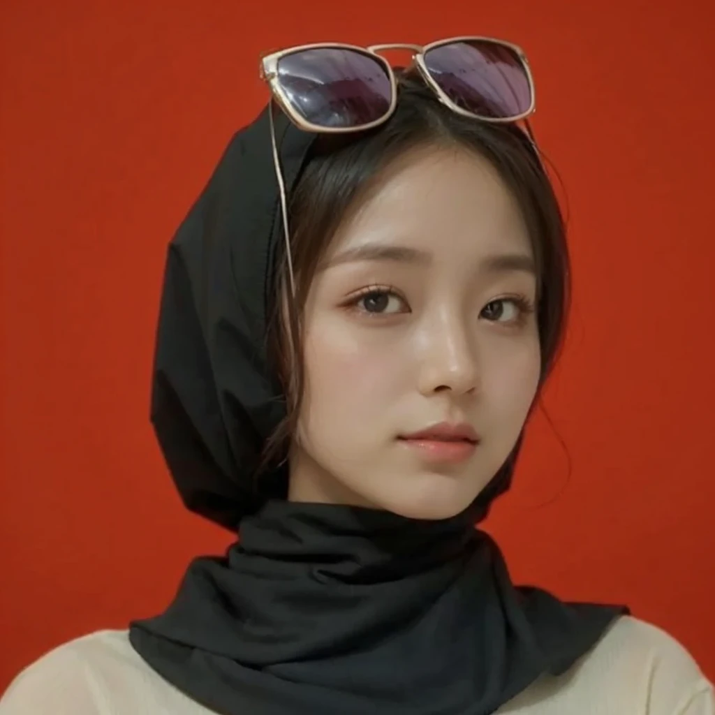 (Best quality, 8k, 32k, Masterpiece, UHD:1.2),Photo of Pretty Japanese hijab woman, large breasts, transparent shirt girl ,face focus,oversized_sweater, necklace, background, from above, looking at viewer, lingering, fetish hijab, hijab star
