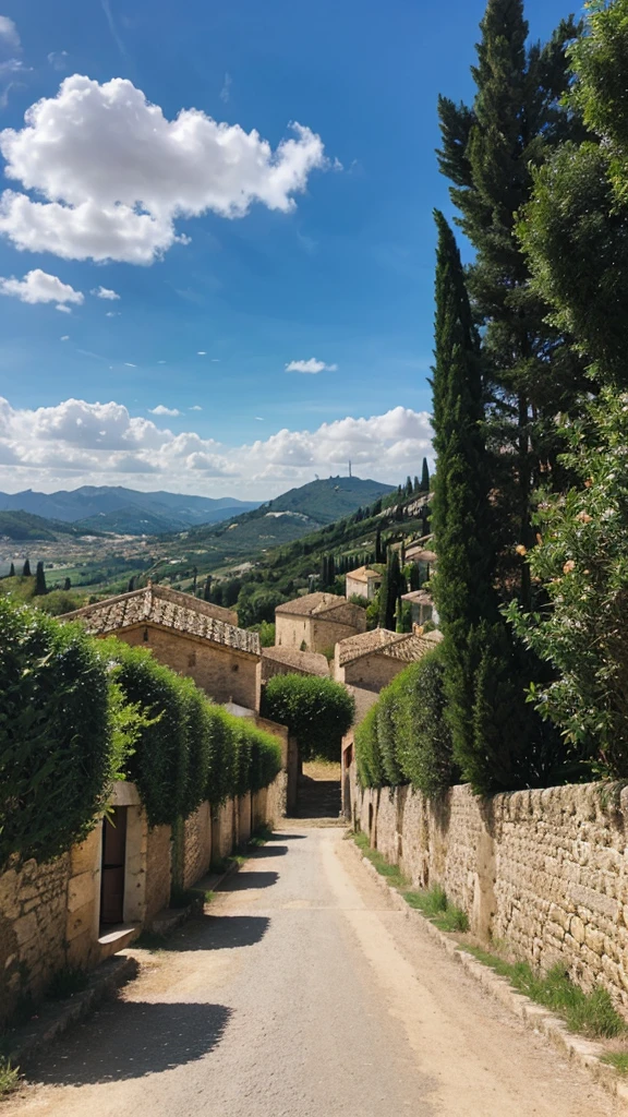 Beautiful landscape with blue sky in Southern France