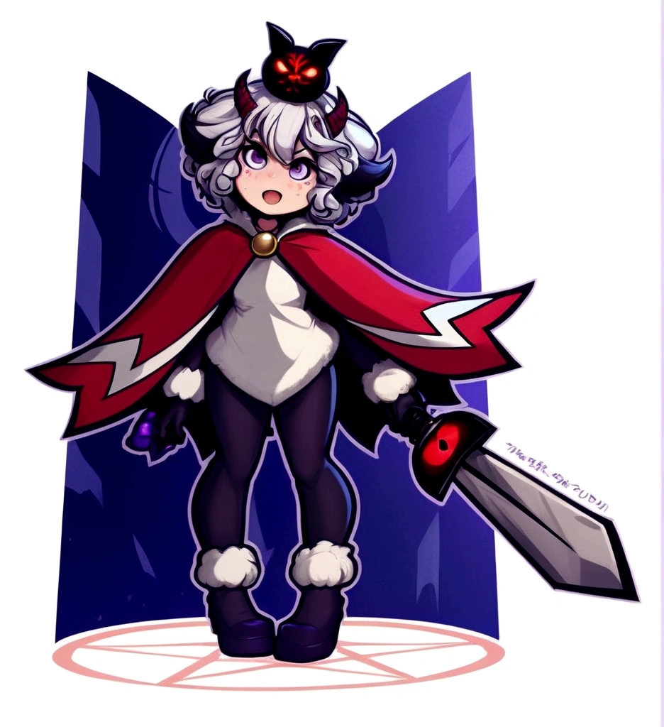 a cartoon image of a woman with a sword and a cape, fullbody commission for, must tear from the overlord, whole body portrait of a short!, muffet from undertale, demon slayer rui fanart, whole body!, digital art from danganronpa, maple story character art, !anthropomorphic!, commission for high resolution, fursona commission