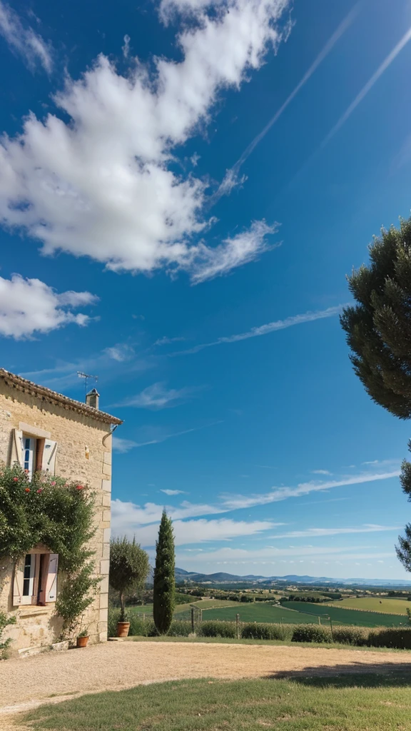 Beautiful landscape with blue sky in Southern France 