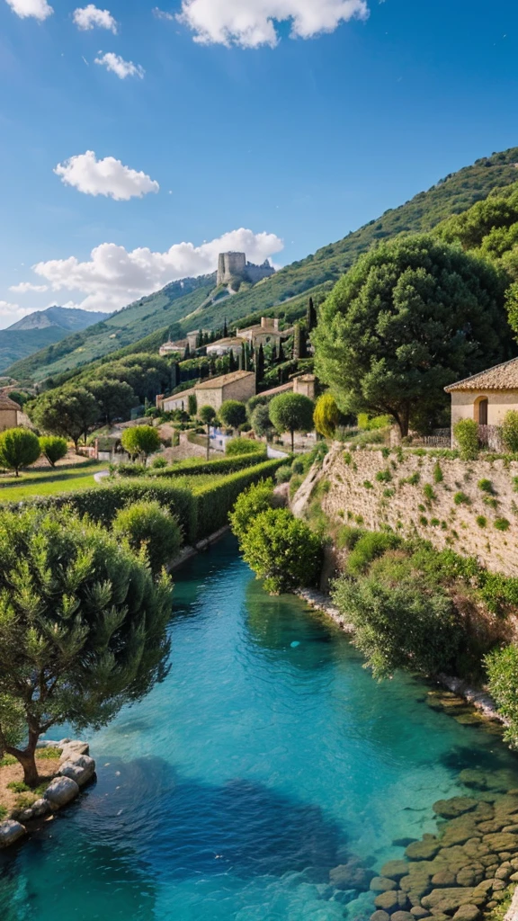 Beautiful landscape with blue sky in Southern France 