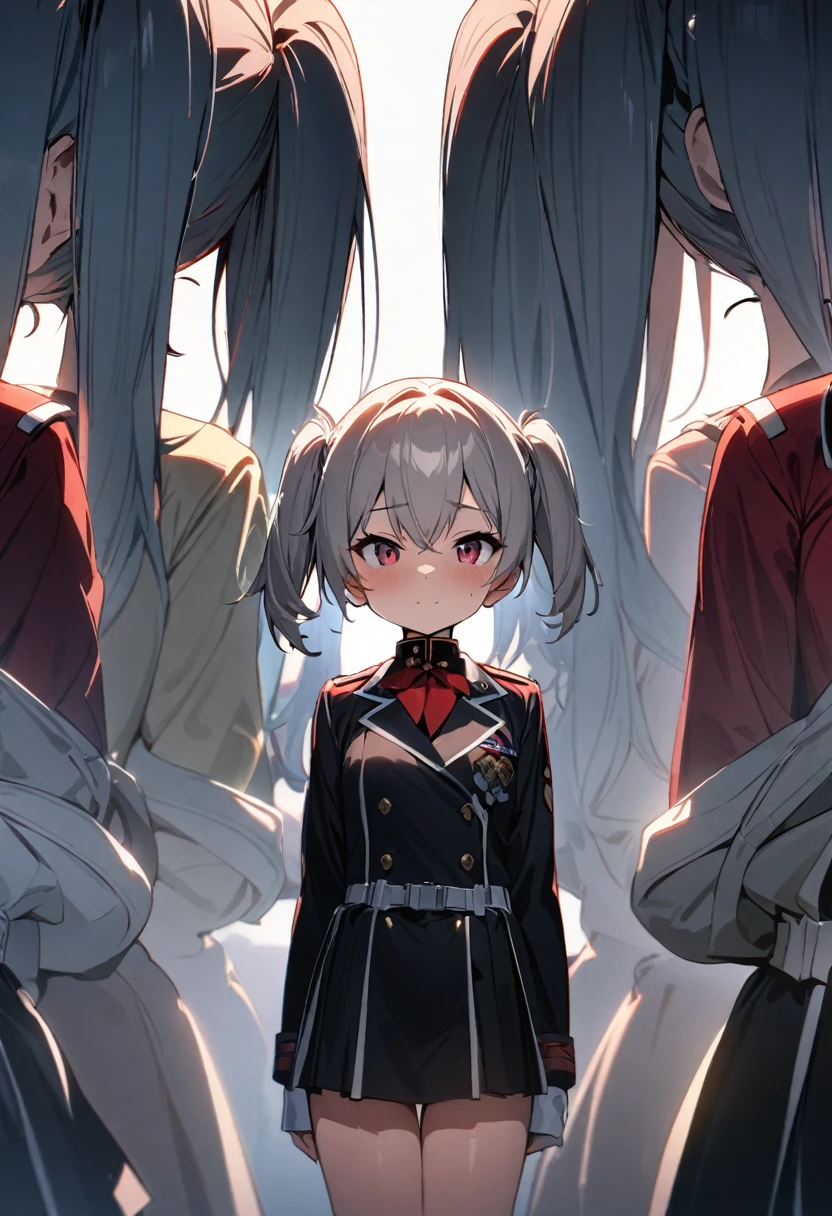 lineup,Multiple Girls,straight-on,tow side up,masterpiece, best quality, very aesthetic, absurdres,black,red,White,Silver,masterpiece, best quality, very aesthetic, Absurdres Student,uniform