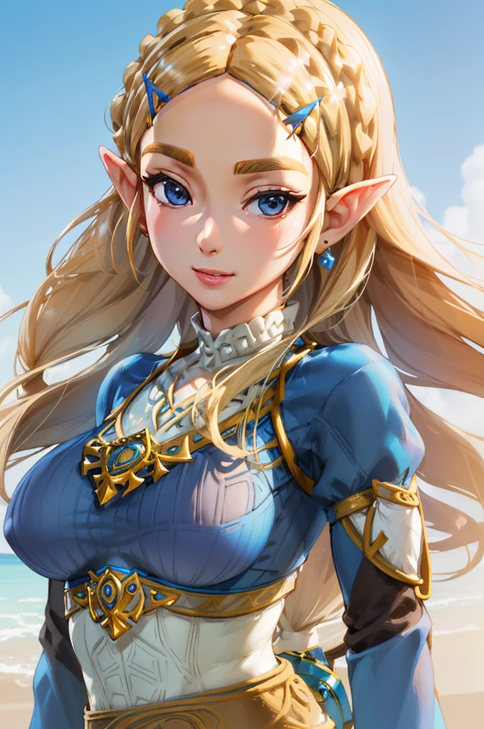 A close up of ((The best quality)), ((masterpiece)), (Detailed), perfect face, sexy, attractive, ((4k)), big tits, princess zelda