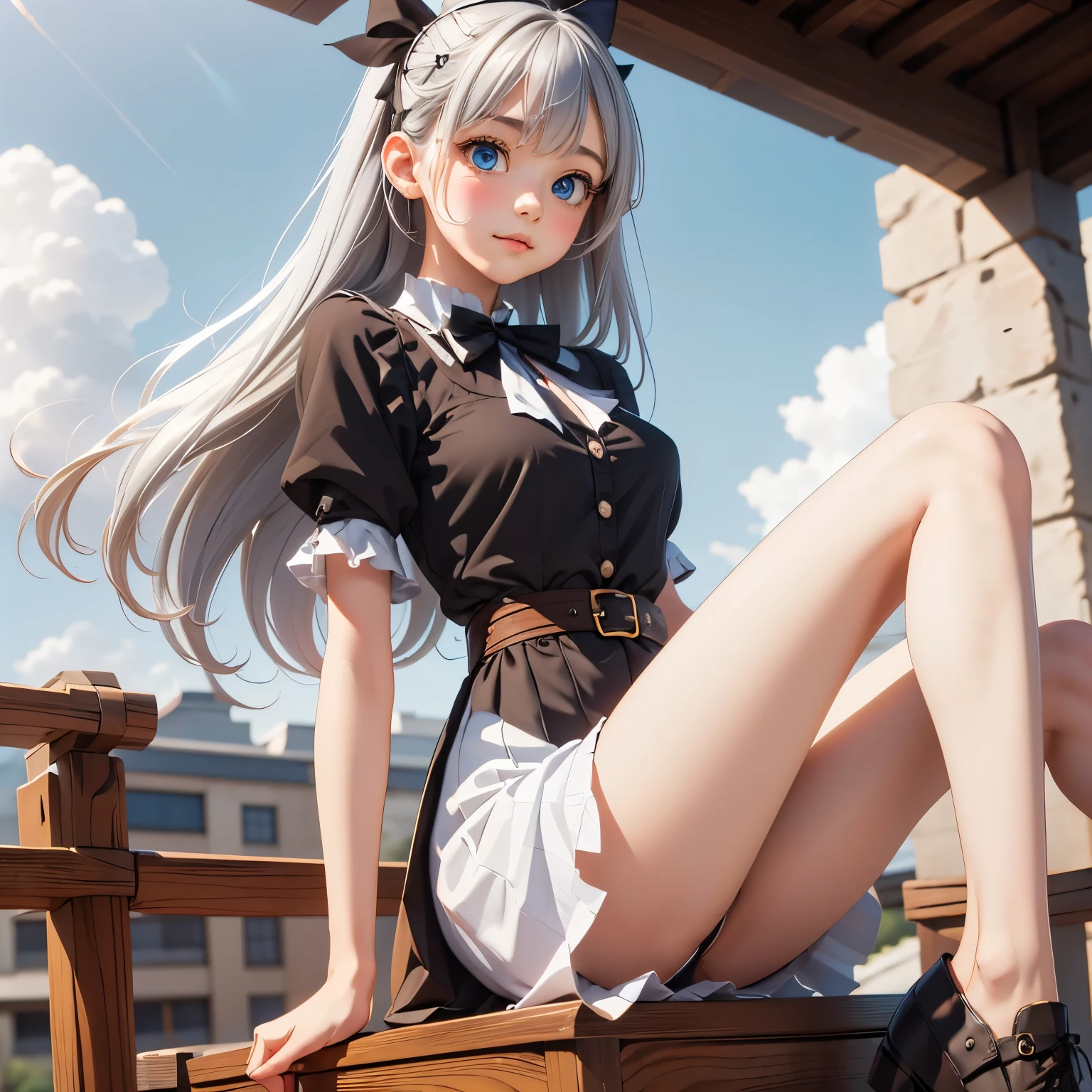 detailed face, cute face, ((masterpiece)), (Highest quality))), (Character design sheet, National costume, same characters, front, ~ side, return), figure, 1 girl, whole body, Silver Hair, eyes hair, Beautiful Eyes, Princess Cut, Environmental change scene, Short skirt, Shyness, woman, girl, Are standing, Gothic ta, VTuber, Chartern Betarola, (simple returnground, white returnground: 1.3) ( masterpiece:1.2), (Highest quality:1.3)