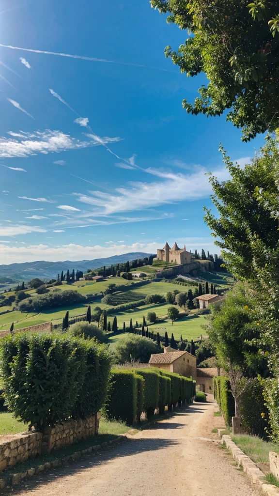 Beautiful landscape with blue sky in Southern France