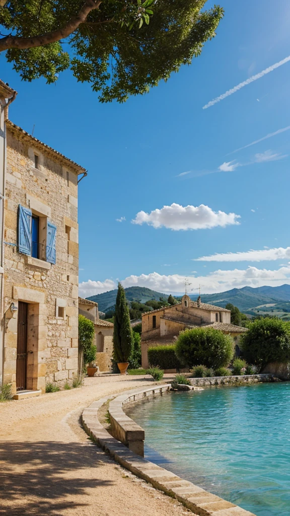 Beautiful landscape with blue sky in Southern France