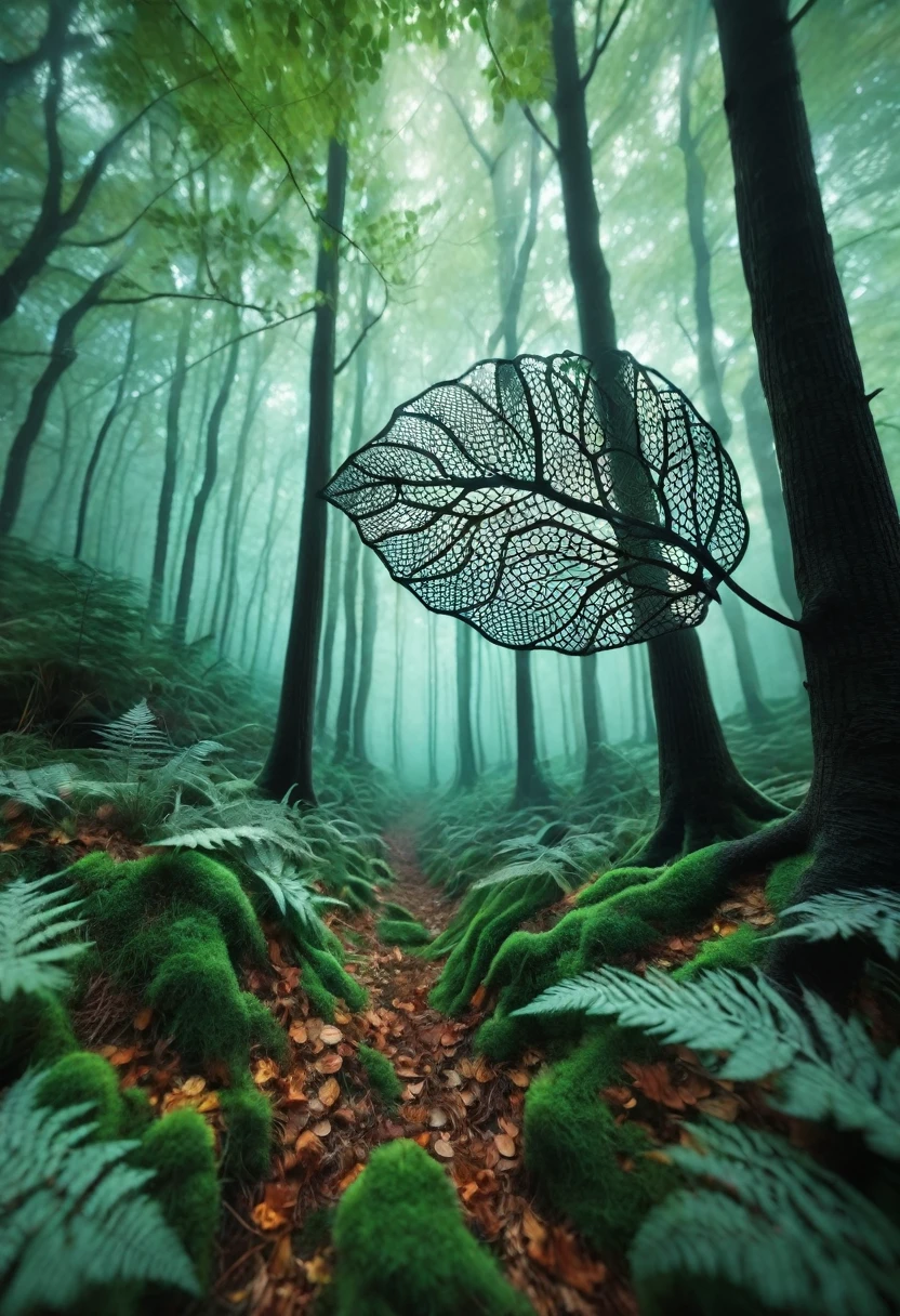 "Create an imaginative artwork of a  interacting with a forest, where the  is engaging with the environment in a creative and artistic way, perhaps painting the trees, creating a leaf sculpture, or visualizing the forest as a whimsical, dreamlike landscape."
