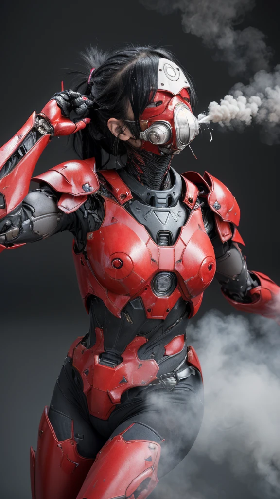 Rough skin, Very detailed, Advanced Details, high quality, 最high quality, High resolution, 1080P 、(Red Armor)(Wearing a damaged cyber suit...)gas mask)(Damaged Armor)Black Hair、、Chiquita、My hair is soaked、Open your mouth、Sweaty face、It hurts again、cute、knock down、Kindergarten girl　　(Steam coming out of the face) ((Steam from the body)) 　Touching the vagina　　look up　suffering　　Ahegao