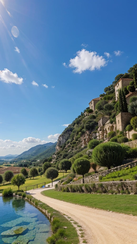 Beautiful landscape with blue sky in Southern France 