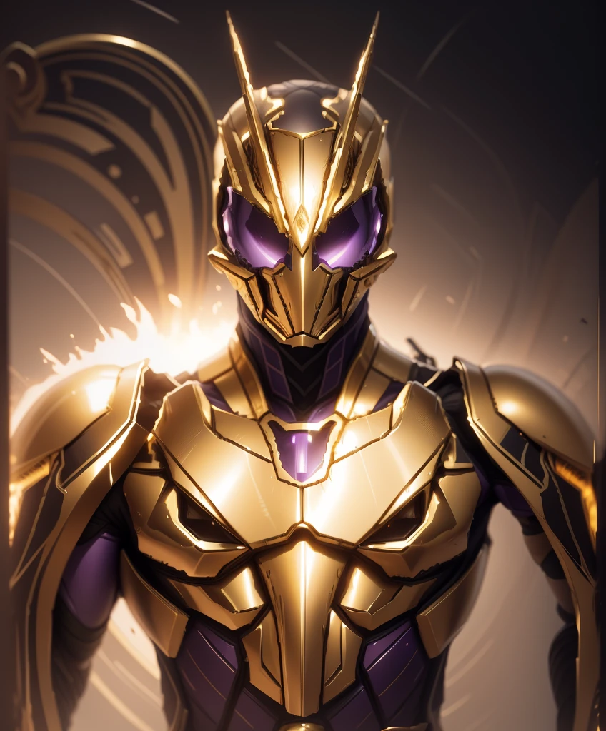 The color changes to gold and purple,Some gold and purple(Ensure its layering and armor texture,There are a lot of mechanical textures,Gold as the main color,Purple as a secondary hue)