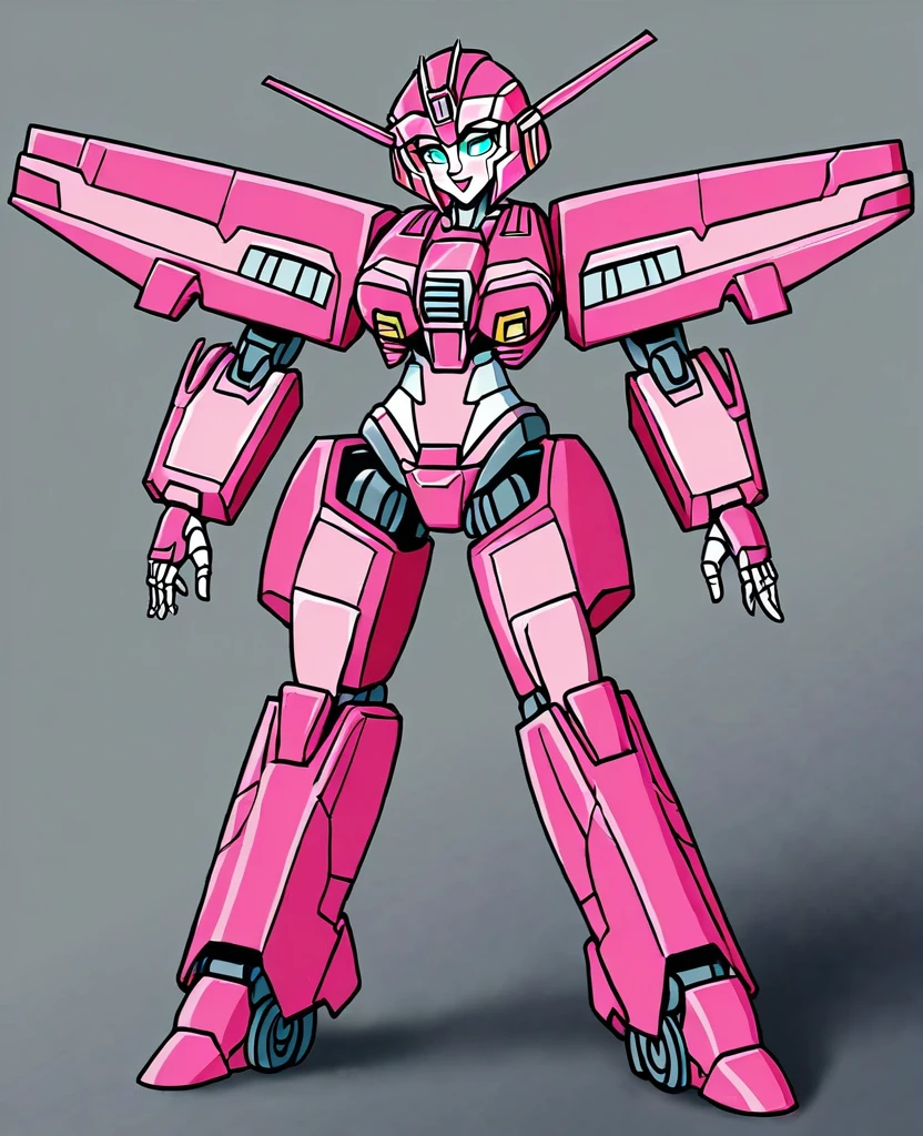 Transformers, as arcee, woman robot, as autobot, pink metal colour body, full body