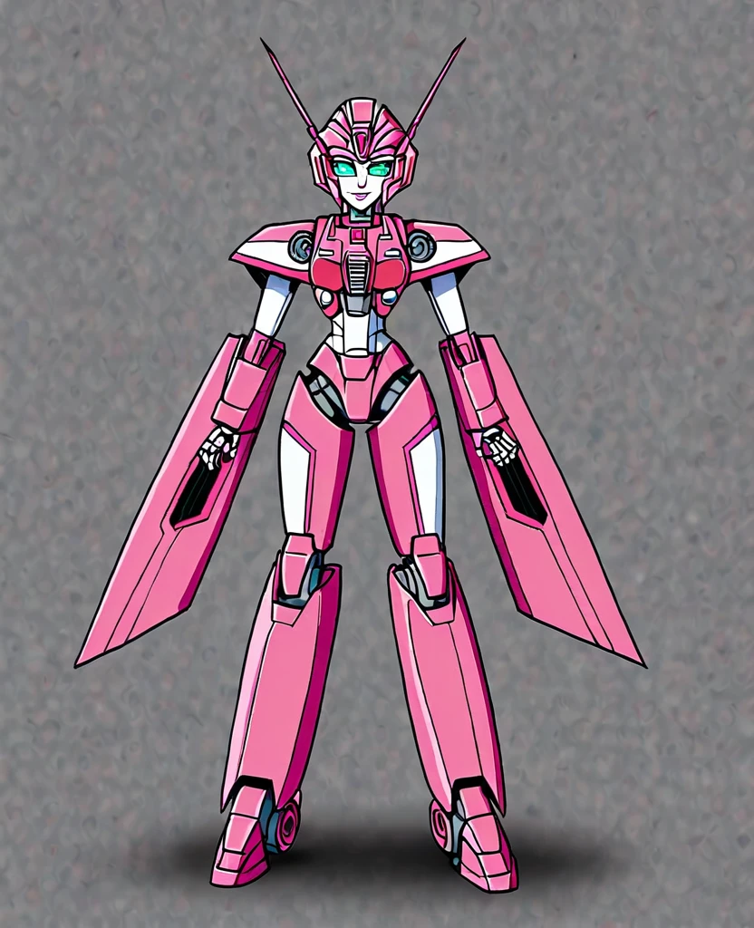 Transformers, as arcee, woman robot, as autobot, pink metal colour body, full body