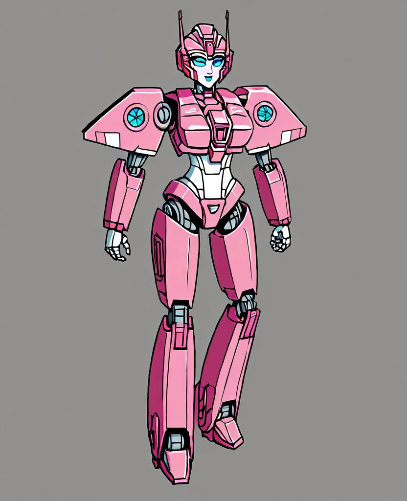 Transformers, as arcee, woman robot, as autobot, pink metal colour body, full body