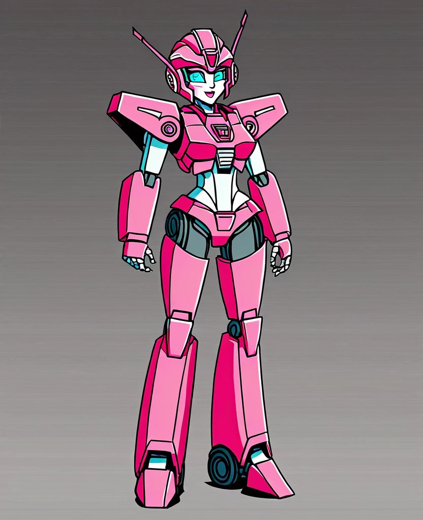 Transformers, as arcee, woman robot, as autobot, pink metal colour body, full body