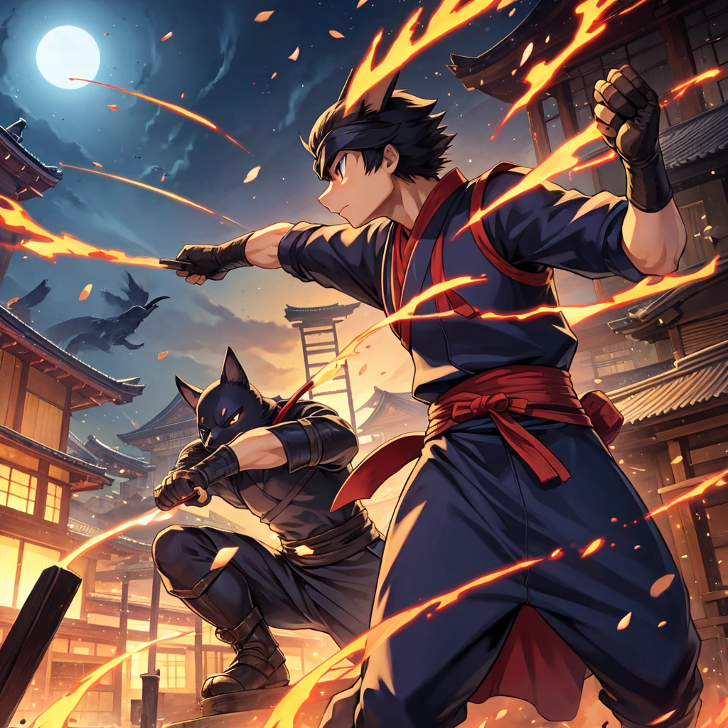 Shinzo, or animated ninja, He was a master of shadows, Known for his agility and incredible abilities. Dressed in black from head to toe, he moved silently through the streets of the ancient Japanese city, always looking for new missions. With your faithful companion, the little crow Kuro, Shinzo uncovered secrets and spied on enemies. He was skilled in the use of shurikens, swords and hand-to-hand combat techniques, always ready to defend your village. In addition to his strength and dexterity, Shinzo possessed a great sense of honor and justice. during daytime, he mingled with the villagers, discreetly helping those in need. at night, he became a living legend, facing samurai and other rival ninjas with courage and strategy. His adventures were full of mysteries and dangers, but Shinzo always prevailed, guided by the spirit of the ancestors and their unshakable determination. Each mission completed strengthens your reputation, making him a figure of admiration and respect among ninjas throughout Japan.