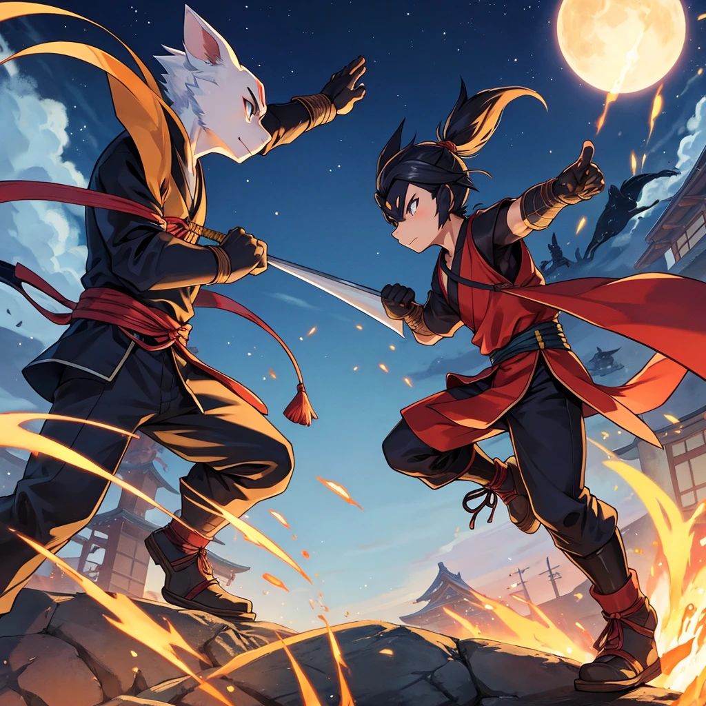 Shinzo, or animated ninja, He was a master of shadows, Known for his agility and incredible abilities. Dressed in black from head to toe, he moved silently through the streets of the ancient Japanese city, always looking for new missions. With your faithful companion, the little crow Kuro, Shinzo uncovered secrets and spied on enemies. He was skilled in the use of shurikens, swords and hand-to-hand combat techniques, always ready to defend your village. In addition to his strength and dexterity, Shinzo possessed a great sense of honor and justice. during daytime, he mingled with the villagers, discreetly helping those in need. at night, he became a living legend, facing samurai and other rival ninjas with courage and strategy. His adventures were full of mysteries and dangers, but Shinzo always prevailed, guided by the spirit of the ancestors and their unshakable determination. Each mission completed strengthens your reputation, making him a figure of admiration and respect among ninjas throughout Japan.