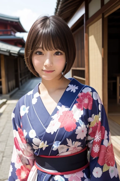 Yukata、Japanese、Cute Girls、front、D Cup、Bobcut、