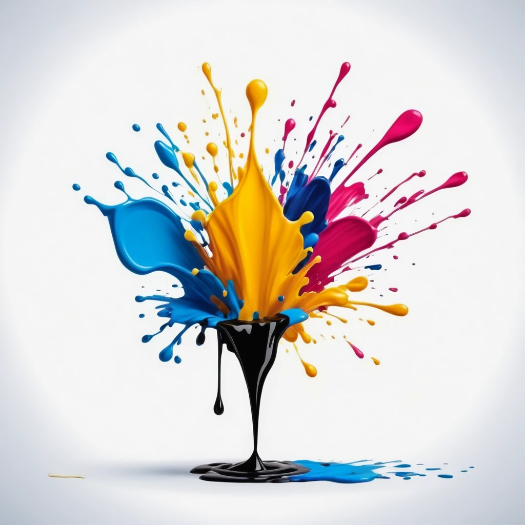 a flat paint ink splash