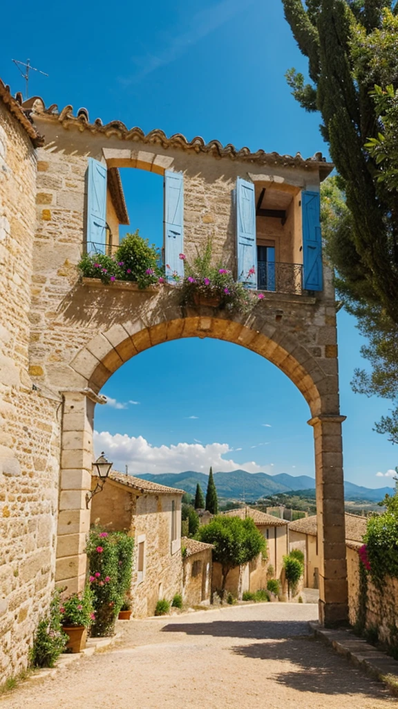 Beautiful landscape with blue sky in Southern France
