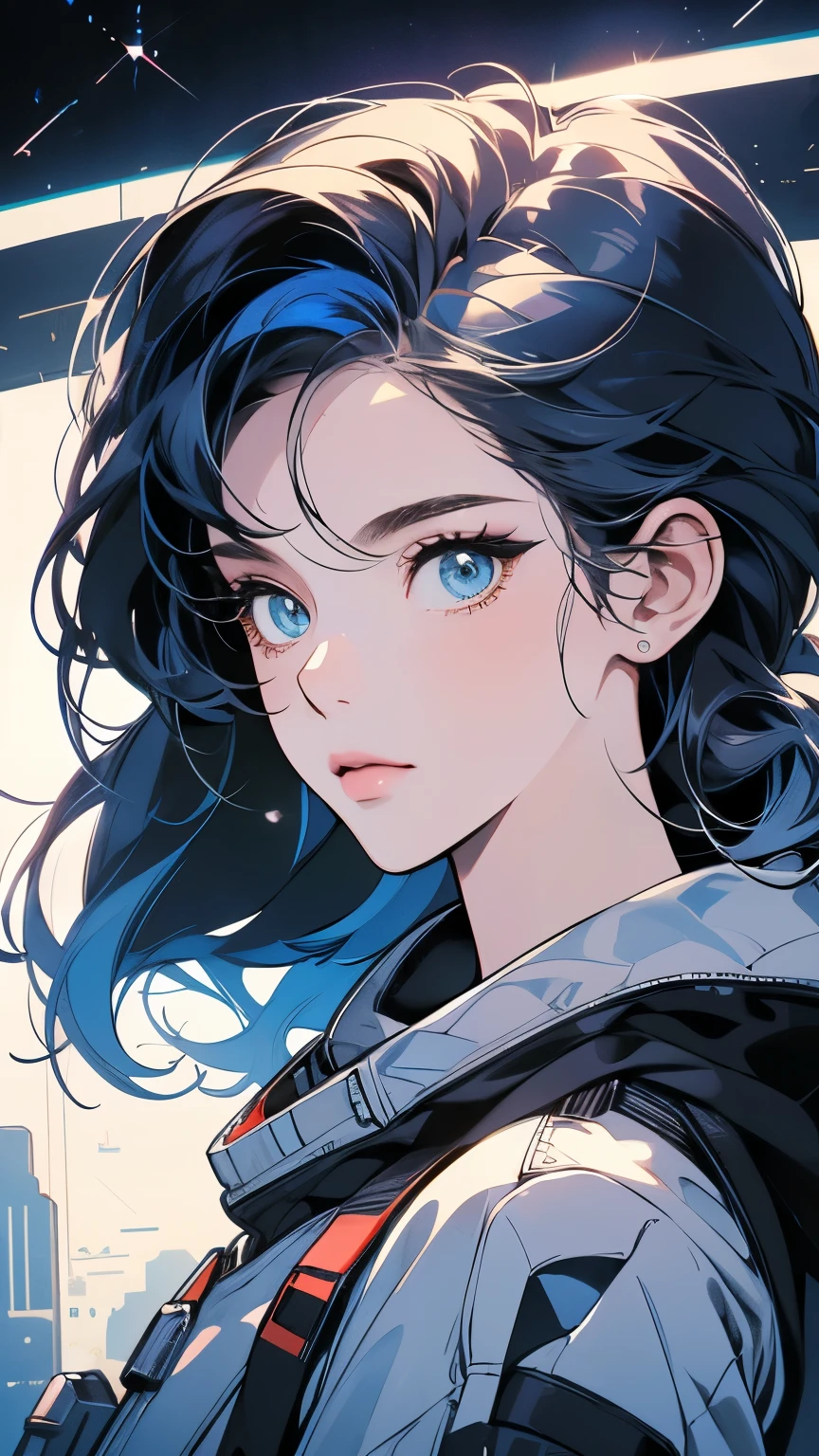 One beautiful woman, inside a spaceship, perfect machine, spacesuit, looking at camera, perfect face, zero gravity, outer space, lots of wires, switchboard, perfect and detailed machine, robot, detailed hair, (((Various angles))), cockpit, most beautiful woman alive, head shot , Super detailed background, top quality, Unique and beautiful eyes, Various unique hairstyles, Ghost in the Shell, Long shot, Panorama, (((Various eye color))), Various hair color, sparkling eyes,Outer space in the background, Unique and perfect face, Pale Lighting, shoot from above, (((ground level shot)))