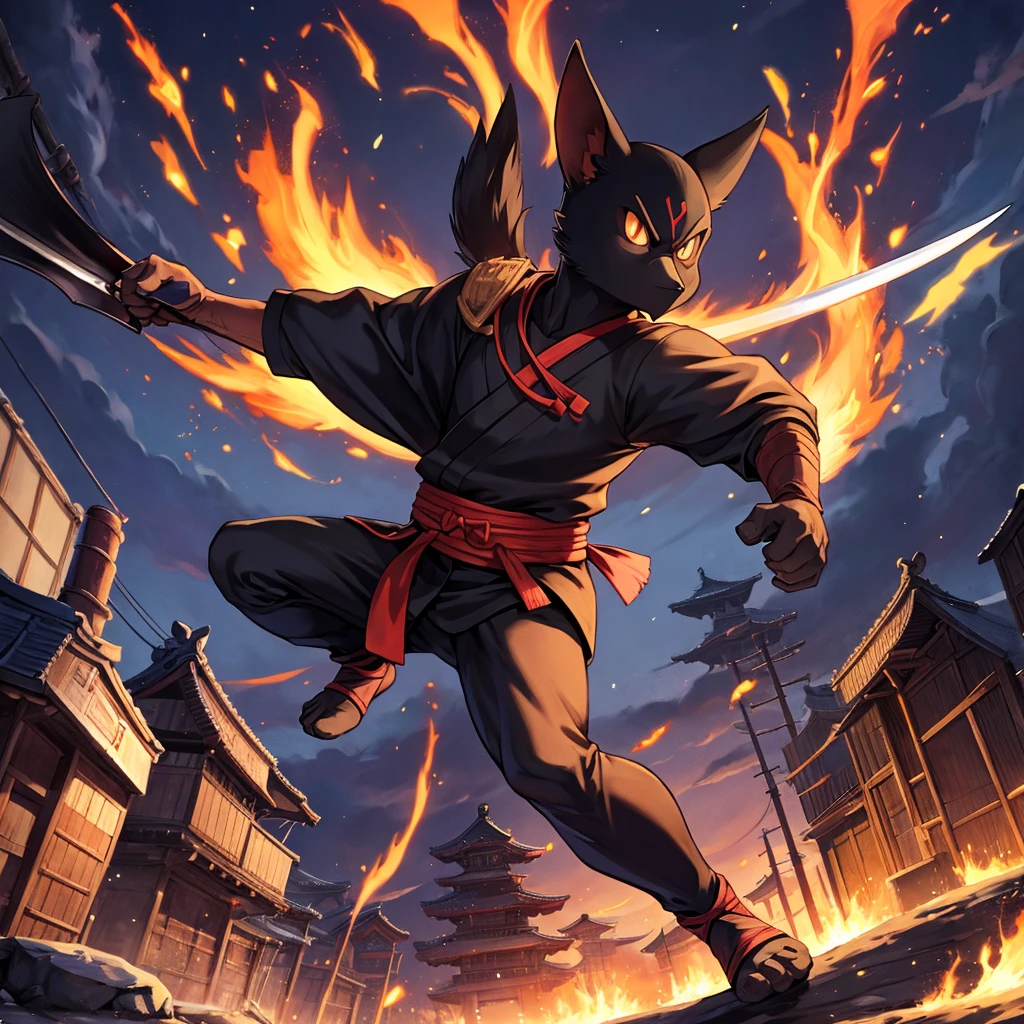 Shinzo, or animated ninja, He was a master of shadows, Known for his agility and incredible abilities. Dressed in black from head to toe, he moved silently through the streets of the ancient Japanese city, always looking for new missions. With your faithful companion, the little crow Kuro, Shinzo uncovered secrets and spied on enemies. He was skilled in the use of shurikens, swords and hand-to-hand combat techniques, always ready to defend your village. In addition to his strength and dexterity, Shinzo possessed a great sense of honor and justice. during daytime, he mingled with the villagers, discreetly helping those in need. at night, he became a living legend, facing samurai and other rival ninjas with courage and strategy. His adventures were full of mysteries and dangers, but Shinzo always prevailed, guided by the spirit of the ancestors and their unshakable determination. Each mission completed strengthens your reputation, making him a figure of admiration and respect among ninjas throughout Japan.