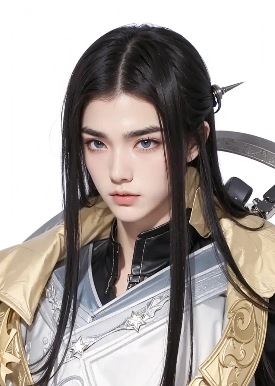 Boys,23 years old,Black long hair,Sword-like eyebrows and star-like eyes,Cold and distant