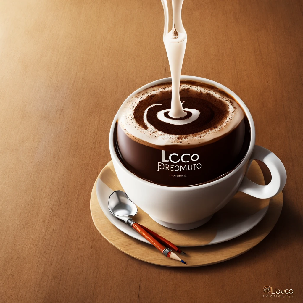 Create high quality premium coffee images with LUVOCO branding.THE thing that is legible and in high definition and drawn in pencil