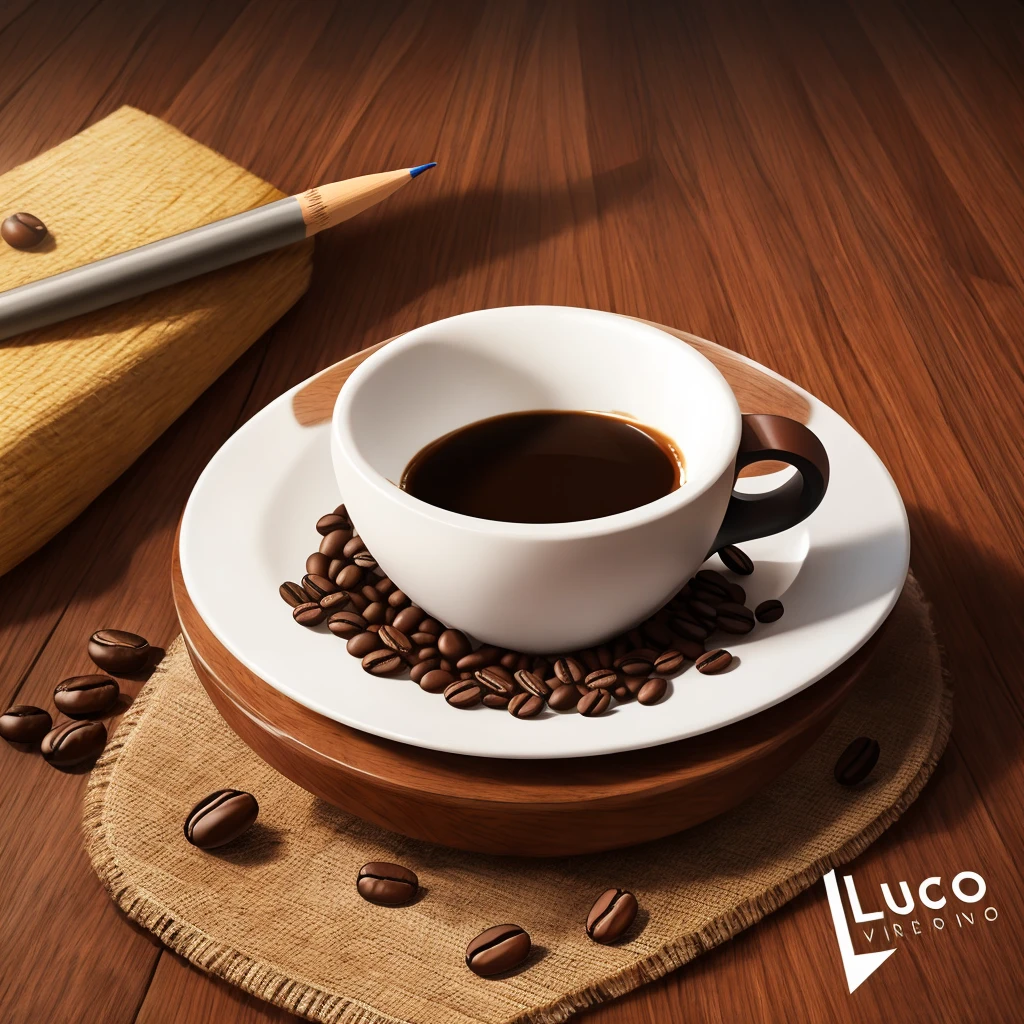 Create high quality premium coffee images with LUVOCO branding.THE thing that is legible and in high definition and drawn in pencil 