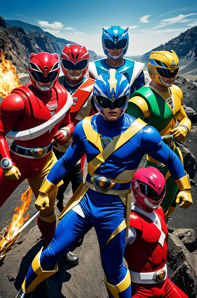 Crea una imagen de mi foto de los power Rangers