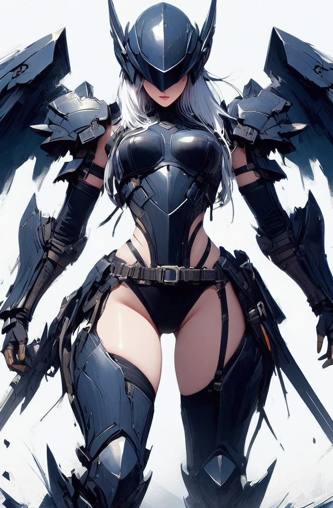 masterpiece,best quality,Mecha girl standing posture,Background is ruins