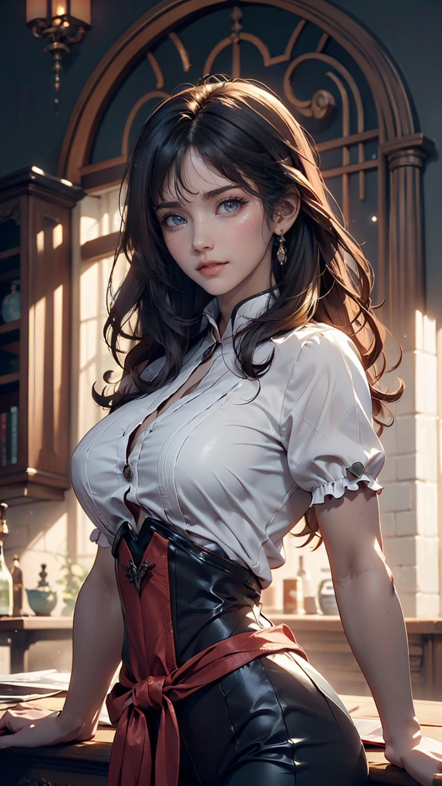 (Front Focus), (In the Dark:1.6), Hyperrealist Female Portrait by David Hockney and Alphonse Mucha, Fantasy art, Photo Real, Dynamic Lighting, Art Station, Poster, Volumetric lighting, Highly detailed face, 4k yen, Awards, One girl, In the Dark, Deep Shadow, Modest, Cowboy Shot, (Sexy Costumes), Long Hair, Gray Hair