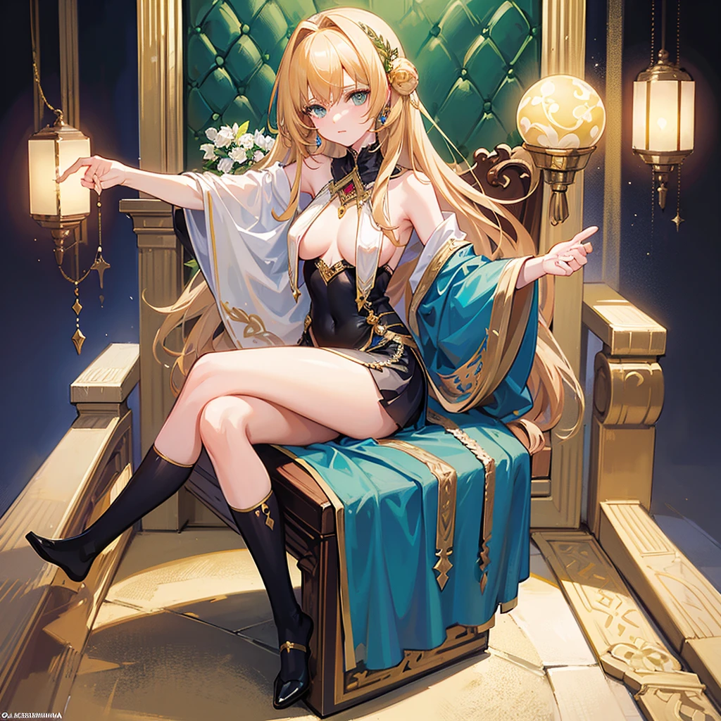Queen Seraphina, the majestic ruler of the Kingdom of Elaria, was known for her wisdom and benevolence. With long golden hair and green eyes like emeralds, she radiated a serene and inspiring presence. Dressed in royal silk robes adorned with precious jewels, Seraphina participated in the daily hearings, listening to the concerns of his people. His council was made up of wise men and loyal warriors, but it was his own intuition that often guided the most difficult decisions. In the throne hall, surrounded by tapestries that narrated the history of the kingdom, She promoted justice and peace. In times of festivities, the queen danced with grace and joined the people in celebrations that illuminated Elaria. His kindness extended beyond the borders of the kingdom, sending help to neighbors in times of need. Seraphina was also a talented strategist, ensuring the kingdom's security with diplomatic alliances and military wisdom. His legacy was an era of prosperity and harmony, making Elaria a symbol of hope and justice throughout the land.