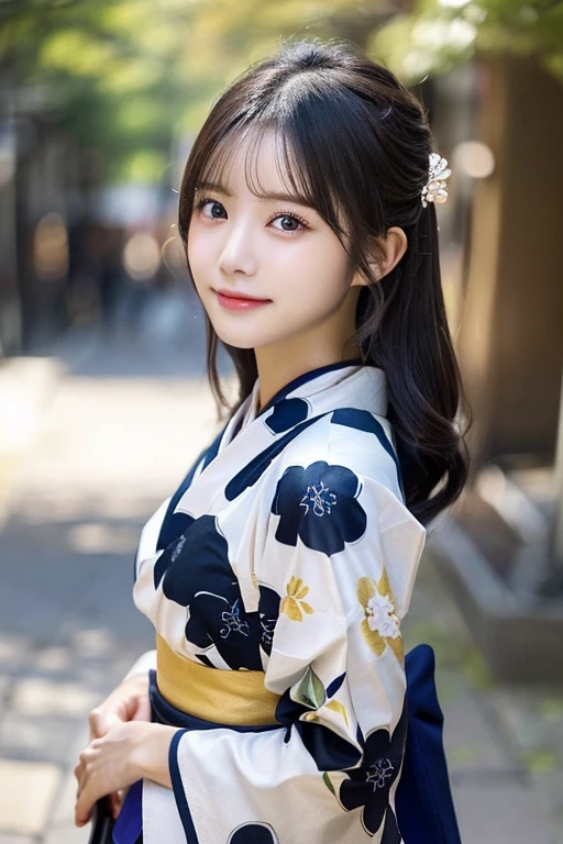((Kimono))、((A 24-year-old girl))、randome pose、(8K、Raw photography、top-quality、masterpiece:1.2)、(realisitic、Photorealsitic:1.37)、ultra-detailliert、超A high resolution、、、 Use natural light and color,1人,japanes,kawaii,A dark-haired,Middle hair,,,(depth of fields、chromatic abberation、、Wide range of lighting、Natural Shading、)、、、、、beautifull detailed face、smil、Beautiful detailed skin、Skin Texture、