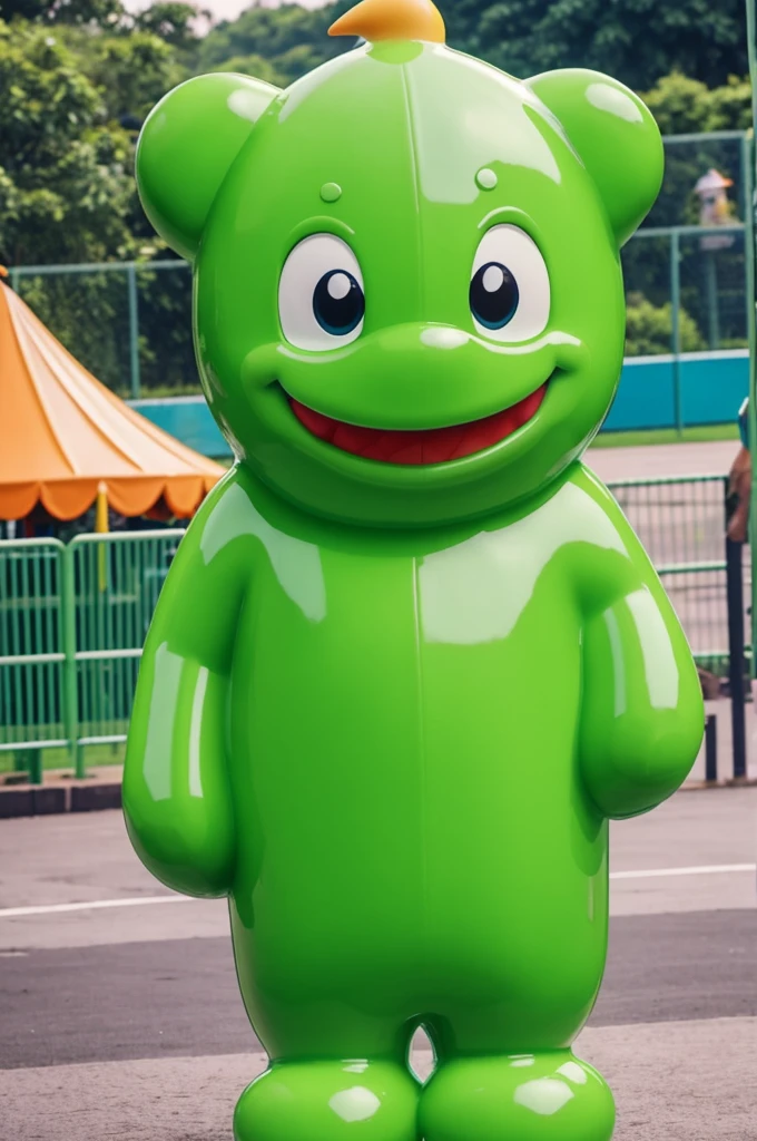 mascot for slime theme park, cute, green