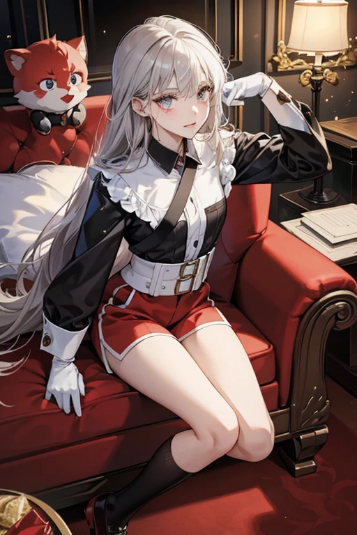 Her face consists of eyes that are very close together with black pie-cut pupils, and a small red nose. sHe always has a determined expression in the face of danger.

sHe is mostly seen wearing a black, long-sleeve shirt, white gloves, red shorts and brown shoes. she is As an anthropomorphic cup, she is a light gray cup and her is made out of either ceramic or porcelain.  SPARKLE; GLITTER